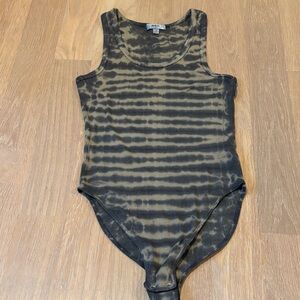 Agolde Black and Brown Striped Bodysuit